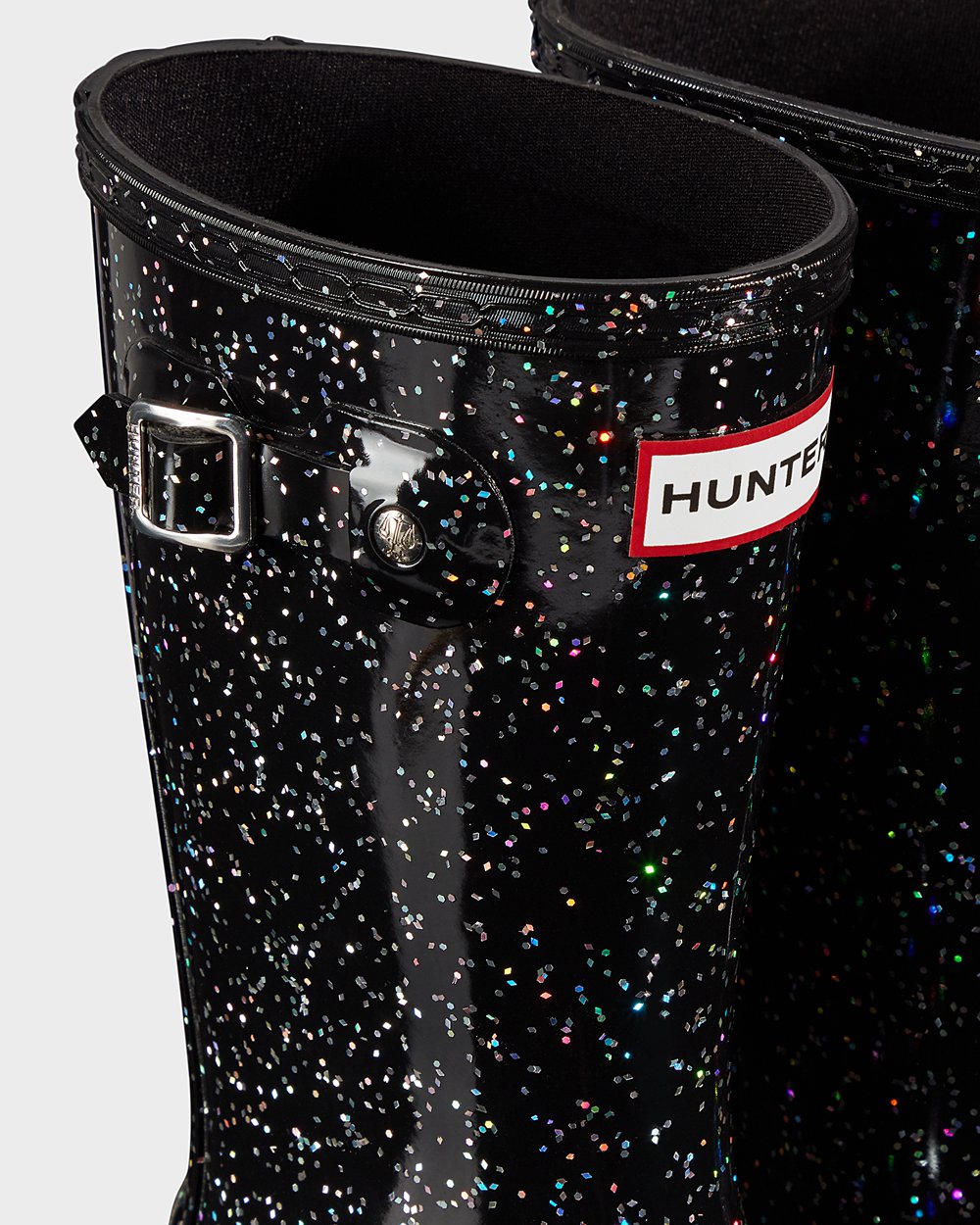 Kids Rain Boots - Hunter Original Big Giant Glitter (45ZCEQOXD) - Black